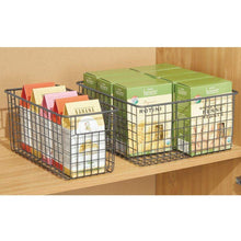 Related mdesign farmhouse decor metal wire food storage organizer bin basket with handles for kitchen cabinets pantry bathroom laundry room closets garage 12 x 6 x 6 4 pack graphite gray