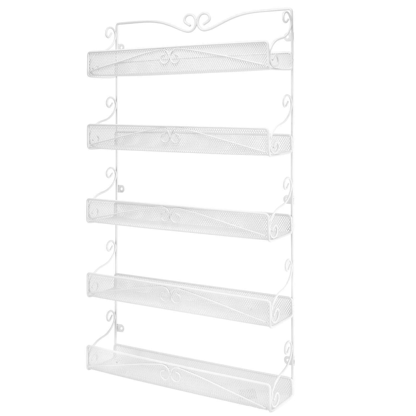 Products spice rack hanging wall mounted spice rack organizer shelf for pantry kitchen cabinet door 5 tier white