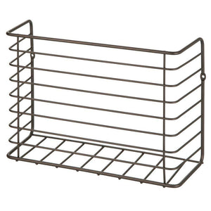 Select nice mdesign farmhouse metal wire wall cabinet door mount kitchen storage organizer basket rack mount to walls and cabinet doors in kitchen pantry and under sink 2 pack bronze