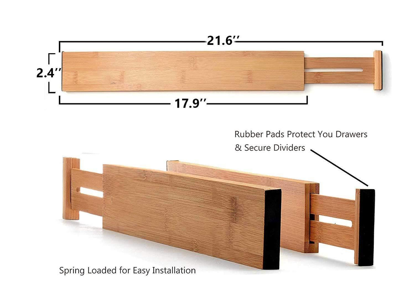 Home hossejoy bamboo drawer divider kitchen drawer organizer spring adjustable expendable drawer dividers best dividers for kitchen dresser bedroom baby drawer bathroom desk pack of 4