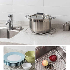 Top kitchen cutlery storage rack household 304 stainless steel tray rack sink dishes fruit and vegetable drain rack