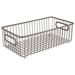 Best seller  mdesign metal farmhouse kitchen pantry food storage organizer basket bin wire grid design for cabinets cupboards shelves countertops holds potatoes onions fruit large 4 pack bronze