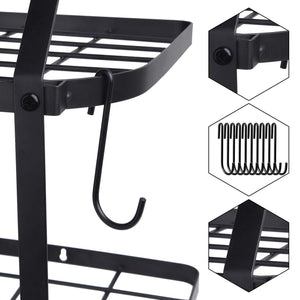 Organize with geekdigg 29 5 inch wall mounted pot rack storage shelf with 2 tier 10 hooks included kitchen pot racks hanging storage organizer black