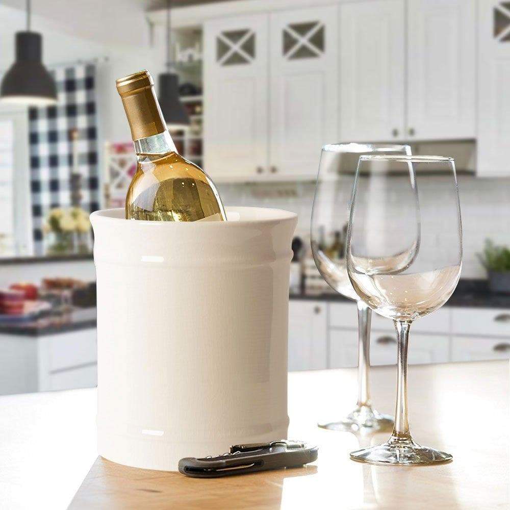 Storage szuah kitchen ceramic utensil holder perfect capacity utensil crock for kitchen counter top dining table cream