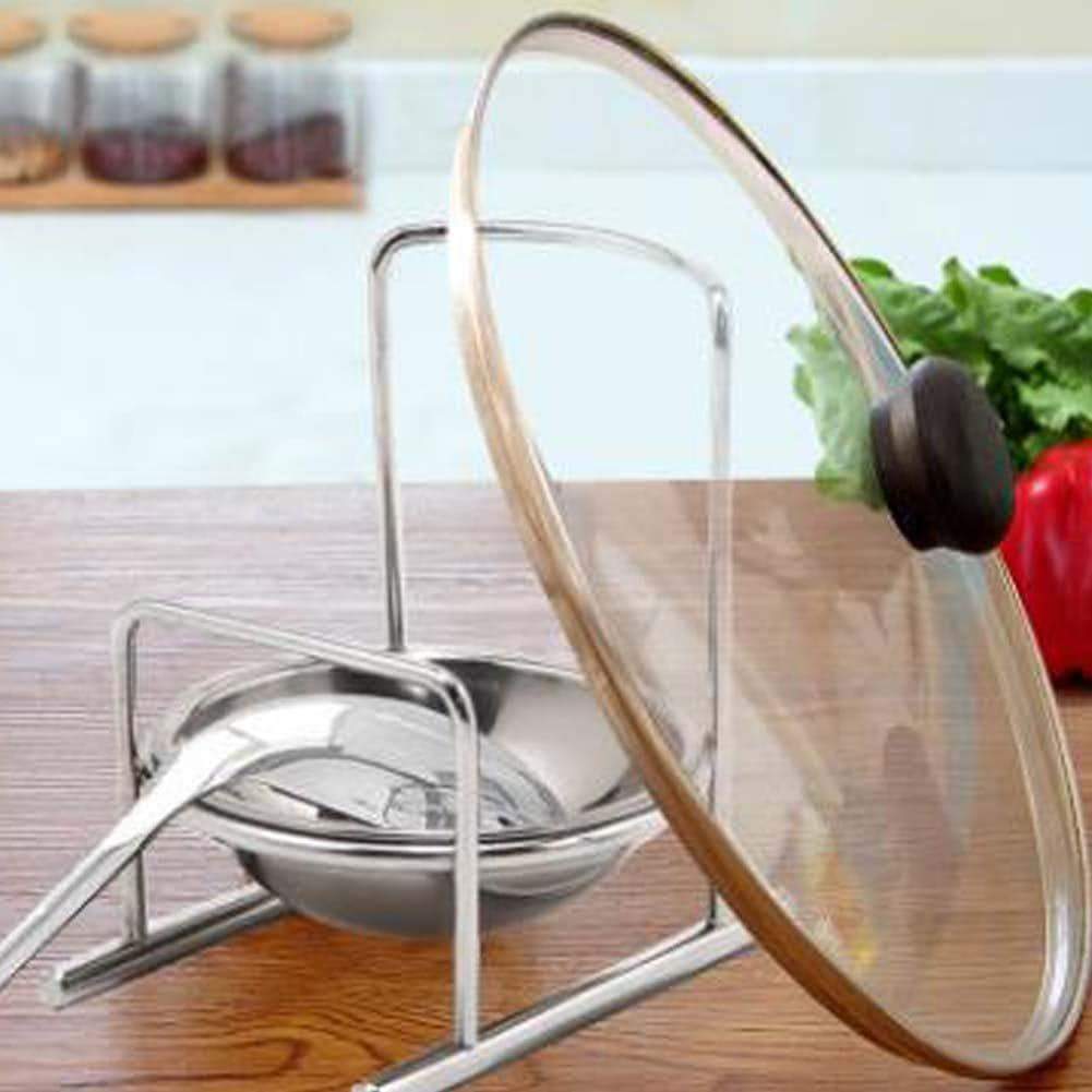 Shop anqi stainless steel pot cover lid rack soup spoon holder multifunctional kitchen stacks spade rack for cooking tool 2pcs