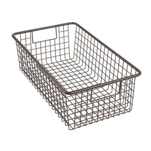 Selection mdesign modern farmhouse metal wire storage organizer bin basket with handles for kitchen cabinets pantry closets bedrooms bathrooms 16 25 long 4 pack bronze