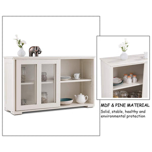 Results costzon kitchen storage sideboard antique stackable cabinet for home cupboard buffet dining room cream white with sliding door window