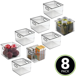 Related mdesign plastic food storage container bin with handles for kitchen pantry cabinet fridge freezer cube organizer for snacks produce vegetables pasta bpa free 8 pack clear