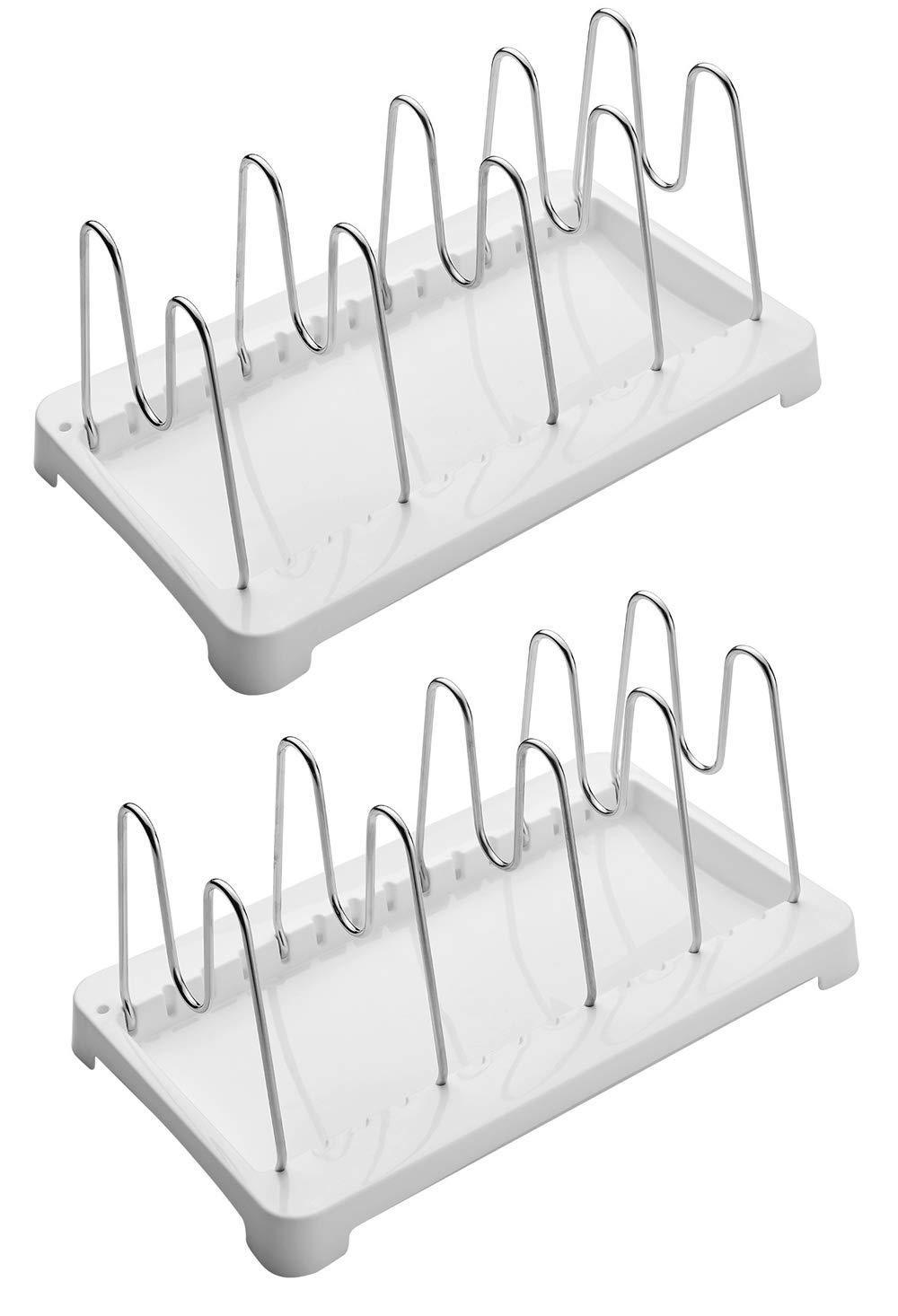 Products 2 pack adjustable pot lid holder plate rack pan and pot organizer for kitchen cabinet sus304 stainless steel rust proof 1