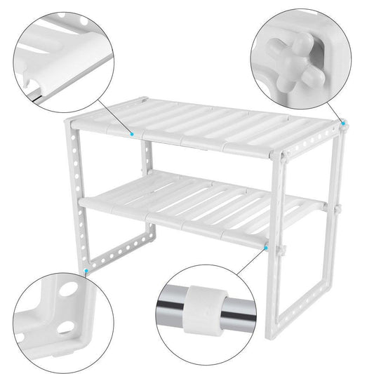 Storage organizer telescopic stand storage shelf 2 tiers under sink organizers expandable storage space saving for kitchen garden home