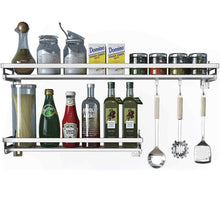 Latest eastore life wall mounted spice rack with 4 hooks 304 stainless steel seasoning storage shelf for kitchen easy to assemble 23 6 inch