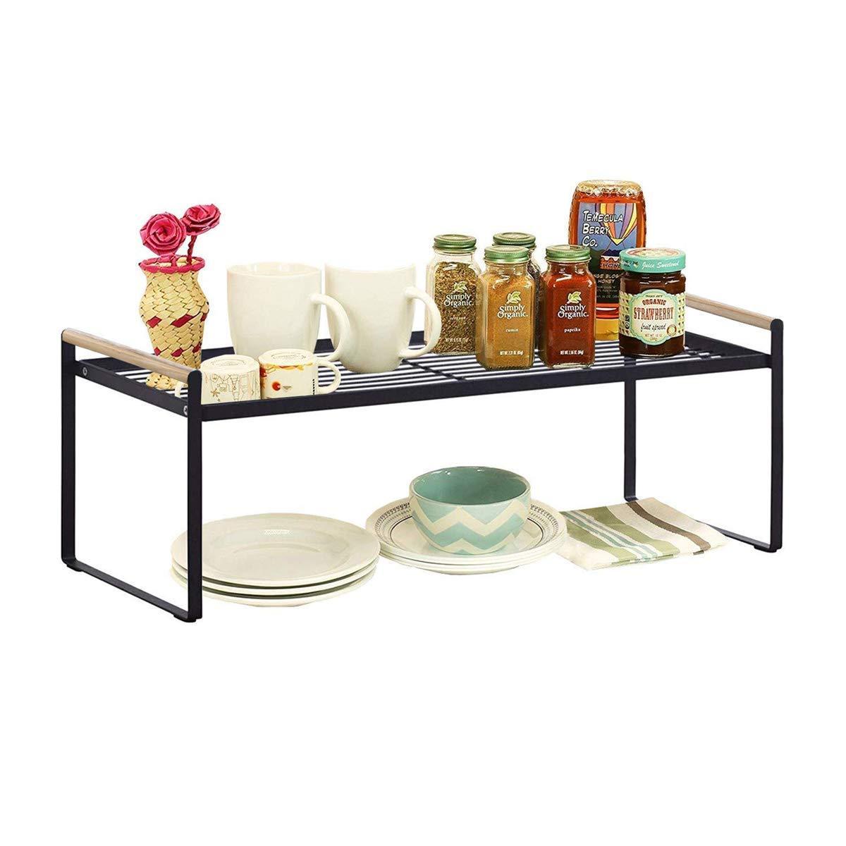 Budget friendly kitchen cabinet and counter shelf organizer storage black