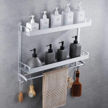 Results 2 layer space aluminum bathroom corner shelf shower caddy shampoo soap cosmetic storage basket kitchen spice rack holder organizer with towel bar and hooks rectangle double