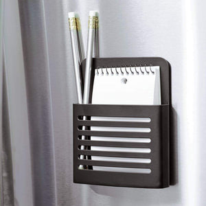 Top interdesign forma magnetic memo center metal pencil pen and notepad holder organizer for kitchen filing cabinets fridge locker home wall or office 2 x 4 06 x 6 31 matte black
