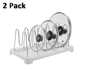 Purchase 2 pack adjustable pot lid holder plate rack pan and pot organizer for kitchen cabinet sus304 stainless steel rust proof 1