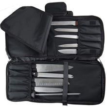 Discover the chef knife case bag 3 compartments 20 slots for knives kitchen tools 10 zip pockets for tablet notebooks utensils executive chefs culinary students gift black