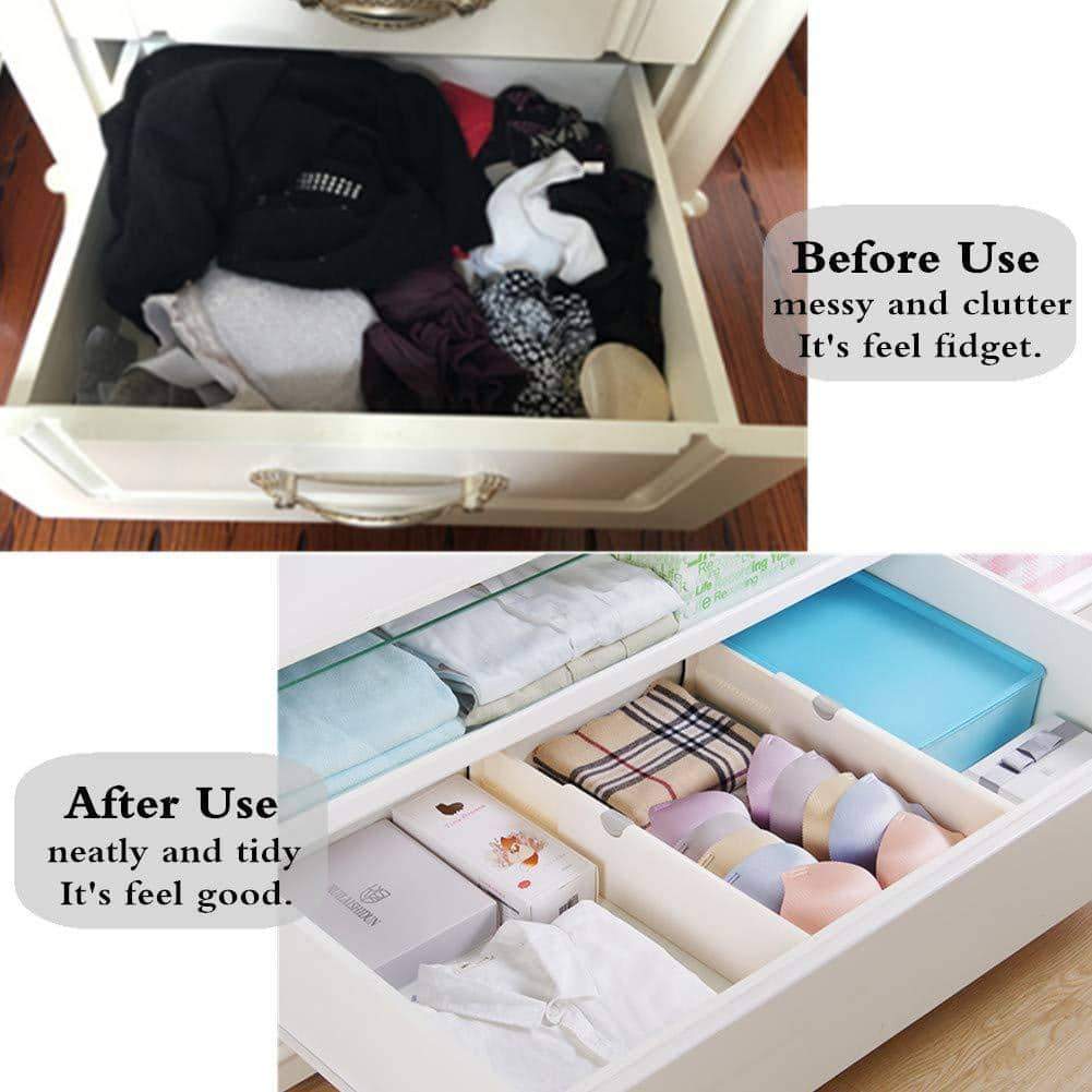 Heavy duty normei drawer dividers 11 17 expandable adjustable dresser drawer organizers divider for clothes silverware and utensils fit kitchen bedroom bookcase baby drawer with instructions 8 pack