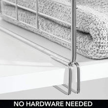Heavy duty mdesign modern versatile metal closet cabinet organizer storage 2 tier shelf divider and separator for bedrooms bathrooms entryways hallways kitchen pantry office easy install 2 pack chrome