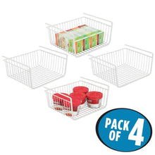 Top rated mdesign household metal under shelf hanging storage bin basket with open front for organizing kitchen cabinets cupboards pantries shelves large 4 pack white