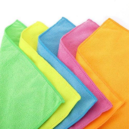 Purchase microfiber cleaning cloth hijina pack of 20 size 12 x12 for cleaning tasks in the kitchen bathroom dining room and more plain 5 colors x 4