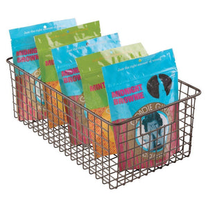 Discover the mdesign farmhouse decor metal wire food organizer storage bin basket with handles for kitchen cabinets pantry bathroom laundry room closets garage 16 x 9 x 6 in 4 pack bronze