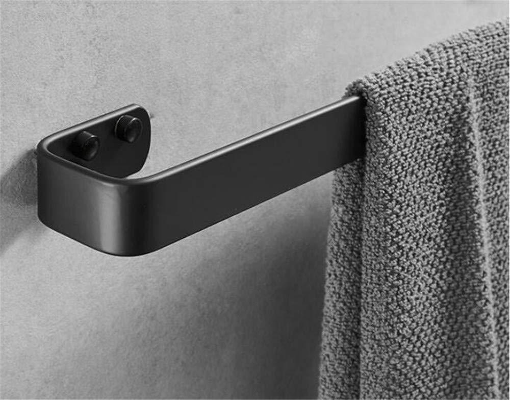 Explore xj dd 3m self adhesive towel bar solid thick black towel rail space aluminum rust towel rack for bedroom kitchen office punch free punching dual use g 60cm24inch