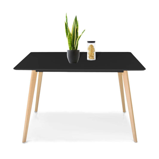 Budget jerry maggie dinner table desk large family size with wood legs stone like polish surface multi purpose work study living room kitchen furniture decor modern fashion simple rectangle black