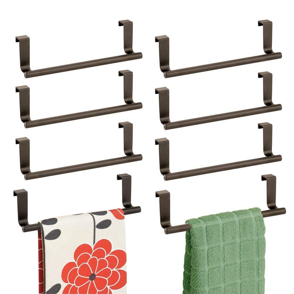 Order now mdesign decorative metal kitchen over cabinet towel bar hang on inside or outside of doors storage and display rack for hand dish and tea towels 9 wide 8 pack bronze