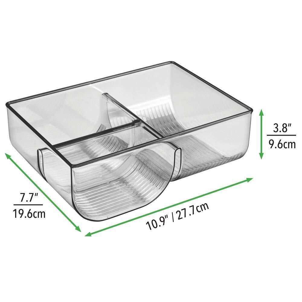 Results mdesign food storage container lid holder 3 compartment plastic organizer bin for organization in kitchen cabinets cupboards pantry shelves 2 pack smoke gray