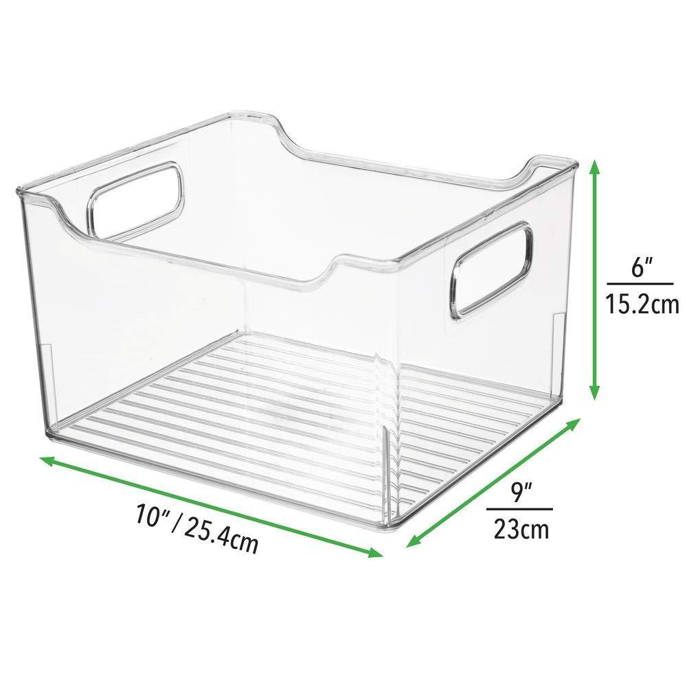 Discover the best mdesign plastic kitchen pantry cabinet refrigerator or freezer food storage bin with handles organizer for fruit yogurt snacks pasta bpa free 10 long 4 pack clear