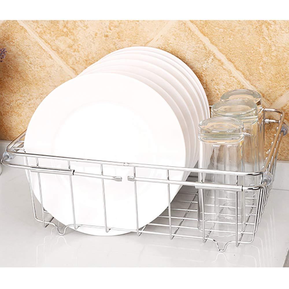 Selection jinpai stainless steel kitchen sink rack drain basket retractable fruit and vegetable dishes storage basket drain rack