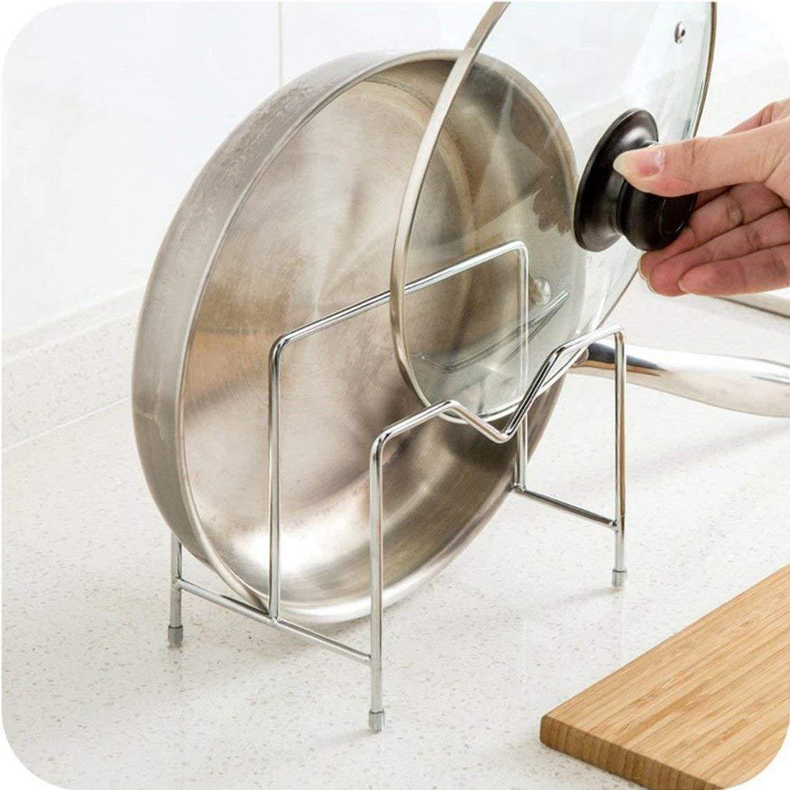 Exclusive stainless steel pot rack kitchen chopping board lid pot pan storage shelf drain tableware shelves cooking tools holder 1