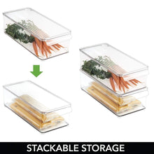Discover mdesign plastic food storage container bin with lid and handle for kitchen pantry cabinet fridge freezer organizer for snacks produce vegetables pasta 8 pack clear