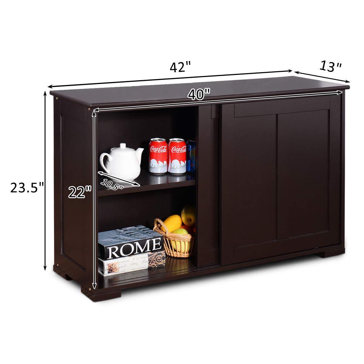 Selection costzon kitchen storage sideboard antique stackable cabinet for home cupboard buffet dining room espresso sideboard with sliding door