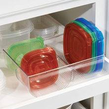 Amazon best mdesign food storage container lid holder 3 compartment plastic organizer bin for organization in kitchen cabinets cupboards pantry shelves 2 pack clear