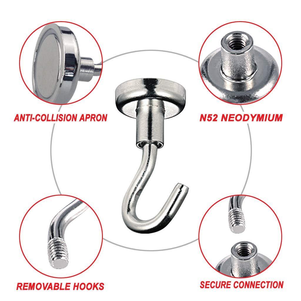 Discover the tlbtek 10 pack of 75 lbs neodymium magnetic hooks heavy duty powerful strong magnetic hooks for bathroom bedroom kitchen workplace office and garage