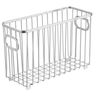 Discover the mdesign metal farmhouse kitchen pantry food storage organizer basket bin wire grid design for cabinets cupboards shelves countertops holds potatoes onions fruit small 4 pack chrome