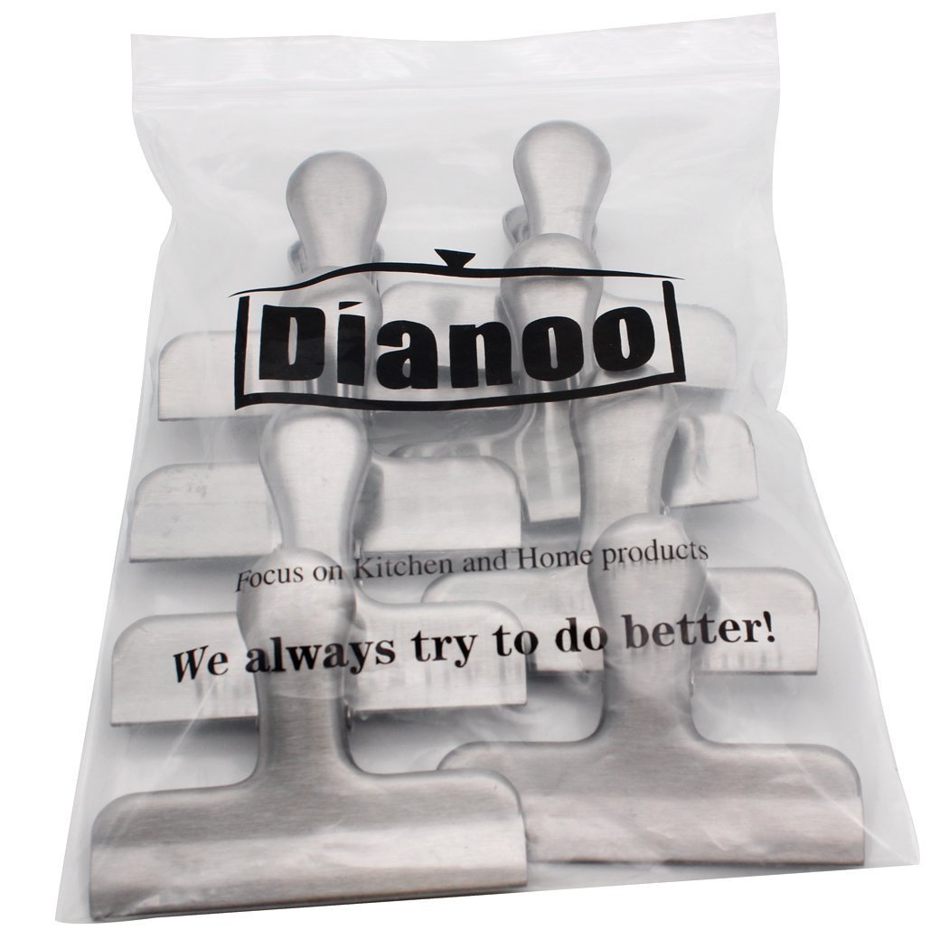 Results dianoo 8 pcs chip bag clips food sealing stainless steel clips for kitchen 7 7 cm silver