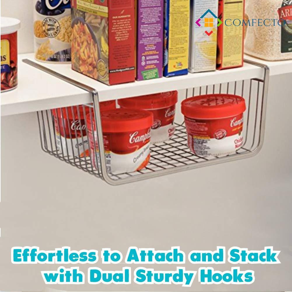 The best 4pcs 15 8 under shelf basket storage wire rack organizer for cabinet thickness max 1 2 inch extra storage space on kitchen counter pantry desk bookshelf cupboard anti rust stainless steel rack