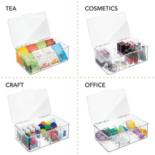 Kitchen mdesign stackable plastic tea bag holder storage bin box for kitchen cabinets countertops pantry organizer holds beverage bags cups pods packets condiment accessories clear