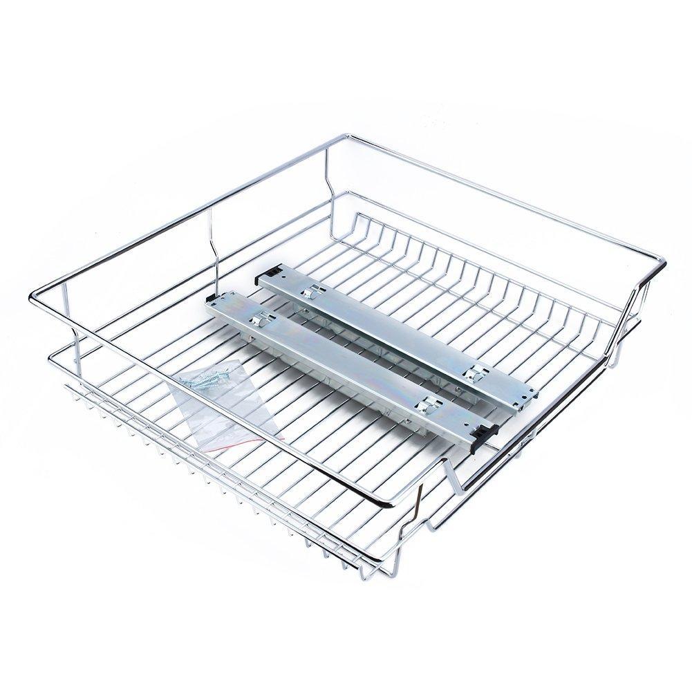 Explore gototop kitchen sliding cabinet organizer pull out chrome wire storage basket drawer for kitchen cabinets cupboards 20 3 17 35 3
