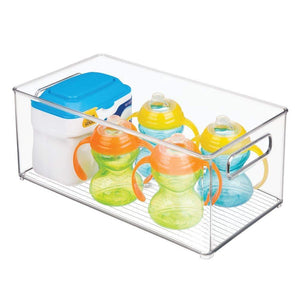 Shop for mdesign deep storage organizer container for kids child supplies in kitchen pantry nursery bedroom playroom holds snacks bottles baby food diapers wipes toys 14 5 long 8 pack clear
