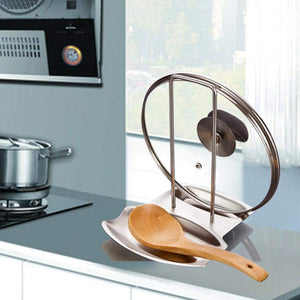 Amazon ruior kitchen stainless steel pot cover rack holder with water tray multifunction rack pot lid holders