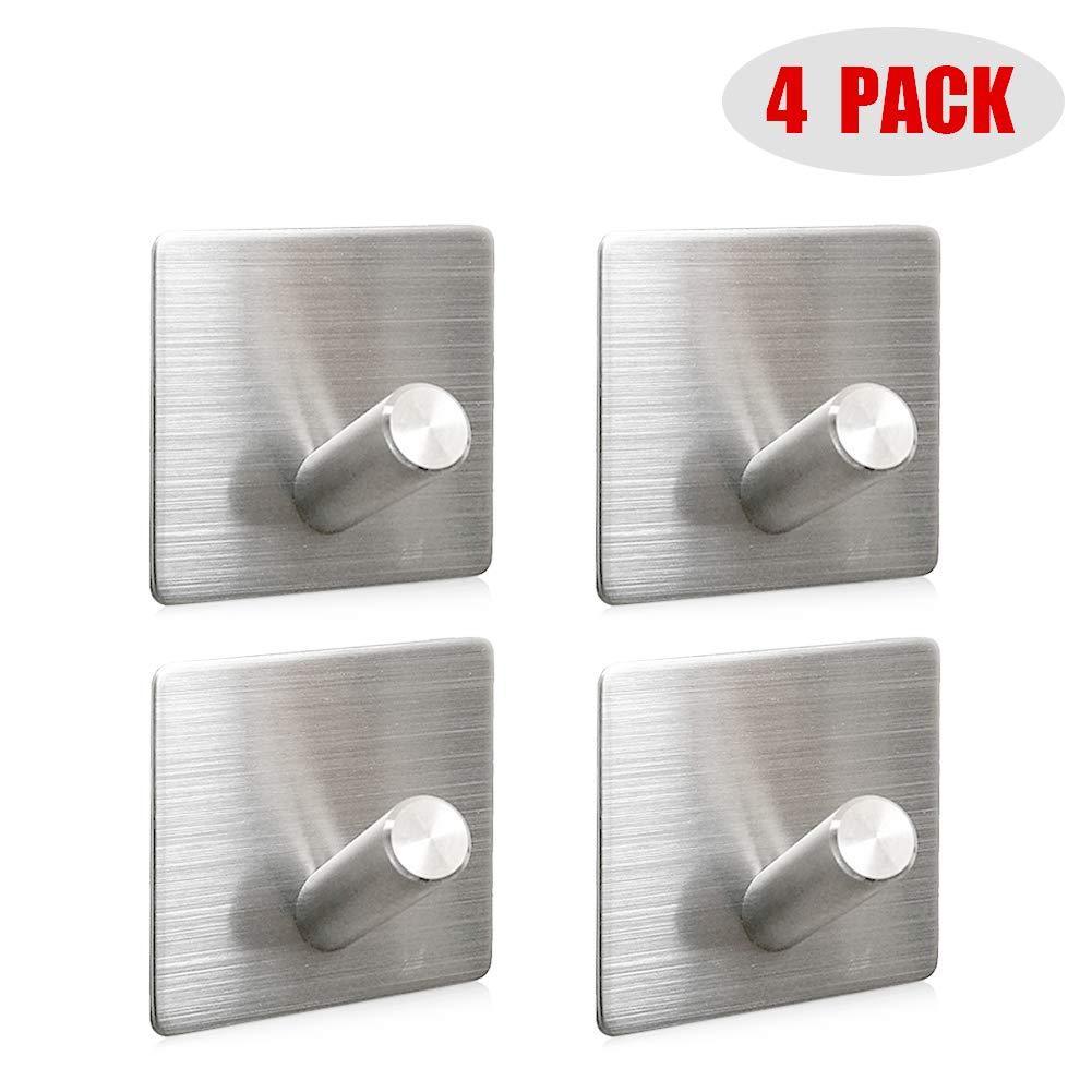 Shop heavy duty wall hooks 304 stainless steel hook wall mount for home bathroom kitchen utensils damage free utility 3m self stick hooks holds6 pounds waterproof hanger for towel keys coat bags 4 pcs