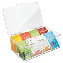 Great mdesign stackable plastic tea bag holder storage bin box for kitchen cabinets countertops pantry organizer holds beverage bags cups pods packets condiment accessories clear
