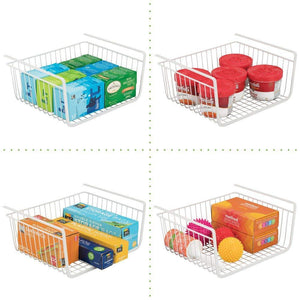 Shop for mdesign household metal under shelf hanging storage bin basket with open front for organizing kitchen cabinets cupboards pantries shelves large 2 pack white