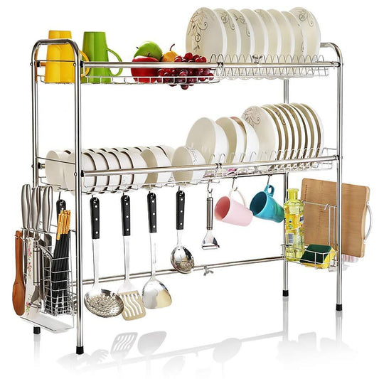 MAGO Retractable 304 Stainless Steel Dish Rack Drain Rack Sink Universal Pool Frame Kitchen Shelf Multi-Function Kitchen Storage (Size : 100cm x 28cm x 82cm)