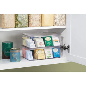 Select nice mdesign stackable plastic tea bag holder storage bin box for kitchen cabinets countertops pantry organizer holds beverage bags cups pods packets condiment accessories 4 pack clear