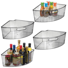 Purchase mdesign kitchen cabinet plastic lazy susan storage organizer bins with front handle large pie shaped 1 4 wedge 6 deep container food safe bpa free 4 pack smoke gray