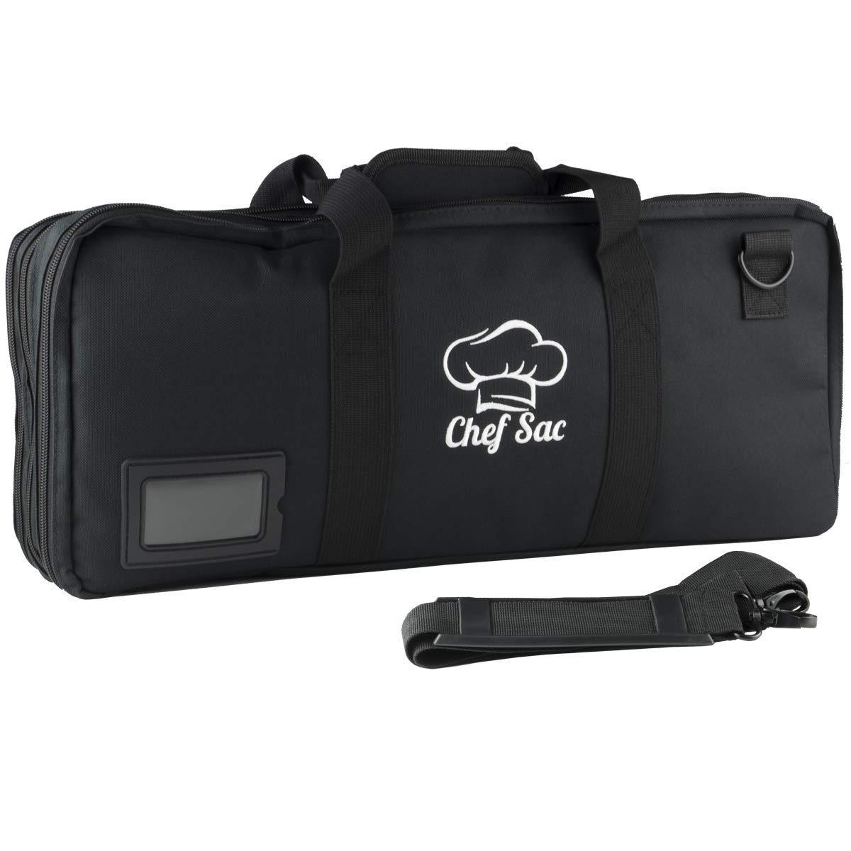 Buy chef knife case bag 3 compartments 20 slots for knives kitchen tools 10 zip pockets for tablet notebooks utensils executive chefs culinary students gift black